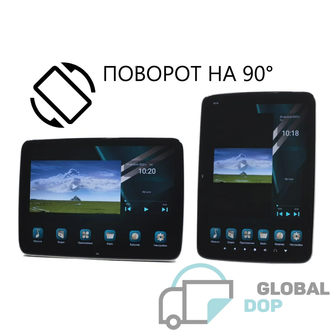 Комплект из навесного Android монитора 12 на подголовник AVS1205MPP (02) и врезного крепления-розетки AV01BL_4